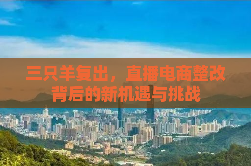 三只羊复出，直播电商整改背后的新机遇与挑战